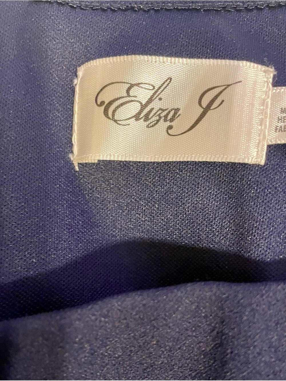 Eliza J Navy Off-Shoulder Gown with Embroidered Sheer Sleeves - Picture 5 of 5
